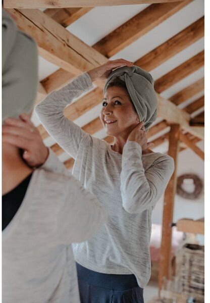 Hutch&Putch - Musselin Turban - Haarturban mit Knopf - aus 100% Bio Baumwolle - für langes und kurzes Haar geeignet - Sa...