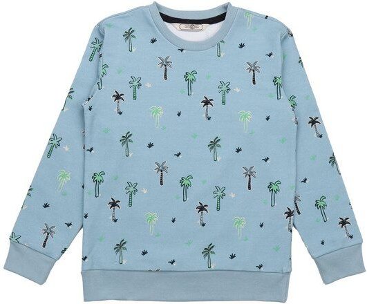 Cotokids Kinder Sweatshirt GOTS-zertifiziert aus Bio-Baumwolle hellblau mit Palmen-Motiv – Walkiddy