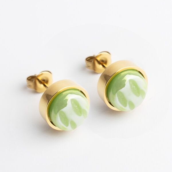 ALEXASCHA Edelstahl Ohrstecker mit Glasstein | Gold