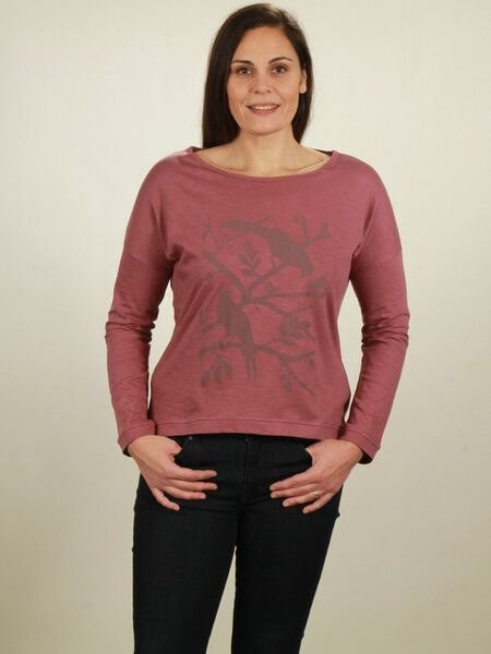 NATIVE SOULS Longsleeve Oversize Damen - Birds - berry