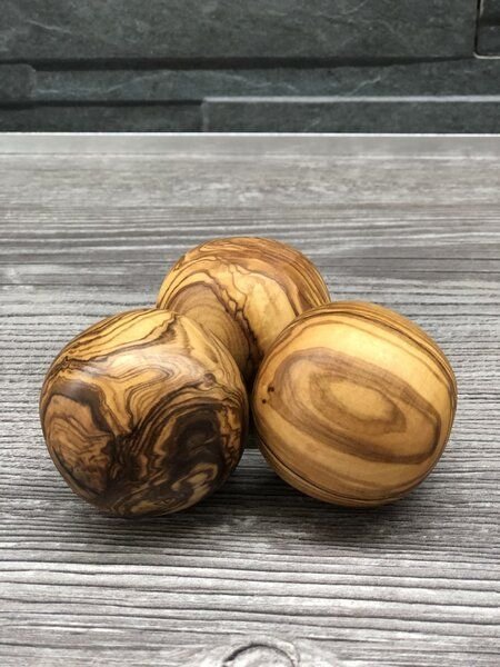 Olivenholz erleben 3er Set Deko Kugeln aus Olivenholz