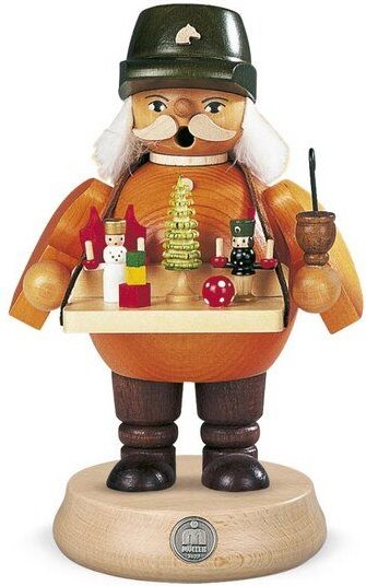 Müller Seiffen Räuchermann Spielwarenverkäufer 19 cm mittelgroß -aus nachhaltiger Waldwirtschaft