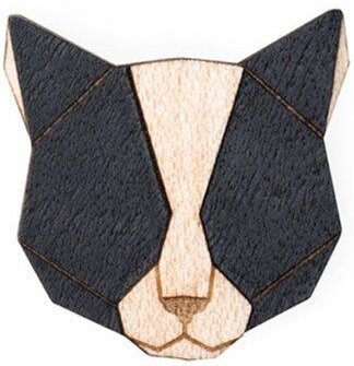 BeWooden Brosche aus Holz "Black Cat" | Mode Schmuck