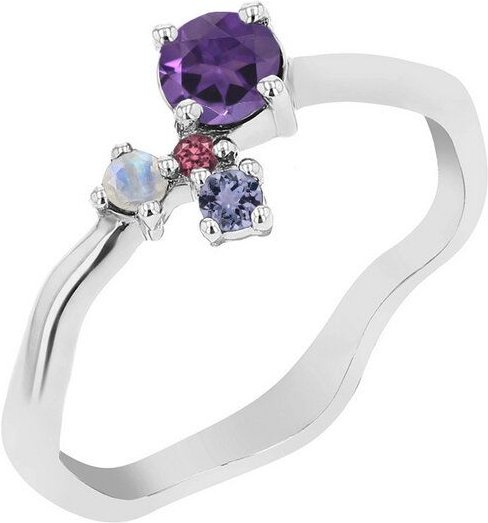 Thumbnail - Eppi Lila Cluster Ring mit Amethyst und Edelsteinen Roche