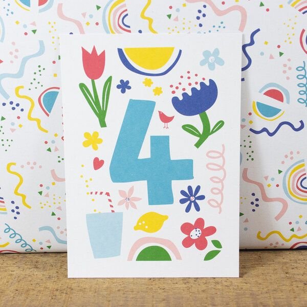 Bow & Hummingbird Postkarte Four/Vier