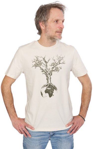 Life-Tree Organic Fairwear Shirt Men Weltenbaum | Red Brown / Natural Raw / India Ink Grey