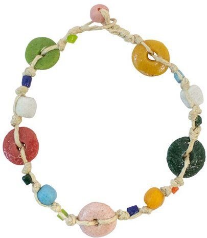 Upcycling Glasperlen Armband - RAINBOW FIESTA HANF - Global Mamas