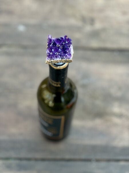 Crystal and Sage Amethyst Weinflaschen Verschluss Stopper vergoldet