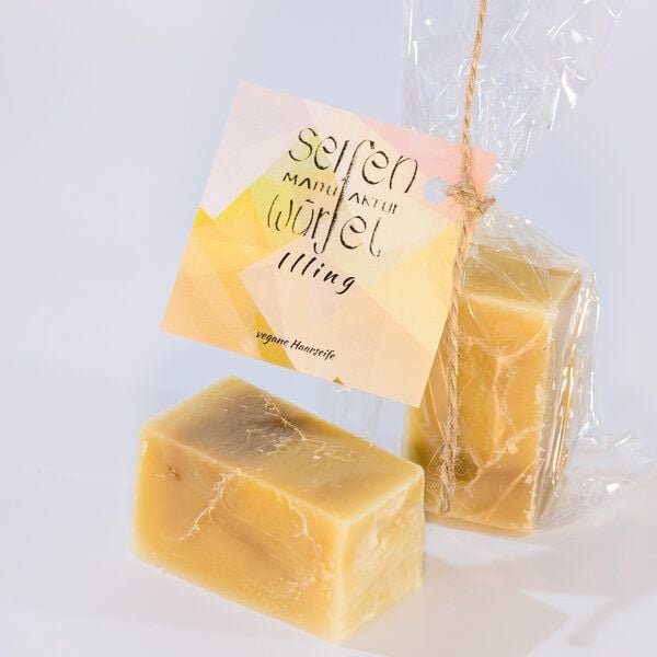 Seifenmanufaktur Würfel handgefertigte vegane Haarseifen aus Bioölen, Illing Würfel