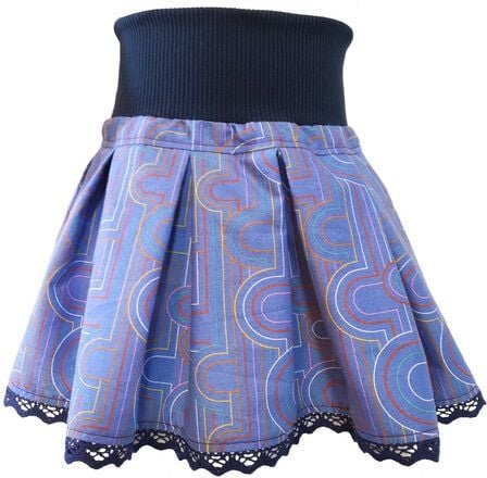 liebewicht Faltenrock Drehrock blau gemustert für Mädchen aus Biobaumwolle