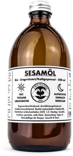 Two Hands BIO Sesamöl - Bio - Vegan - Kaltgepresst - 500 ml