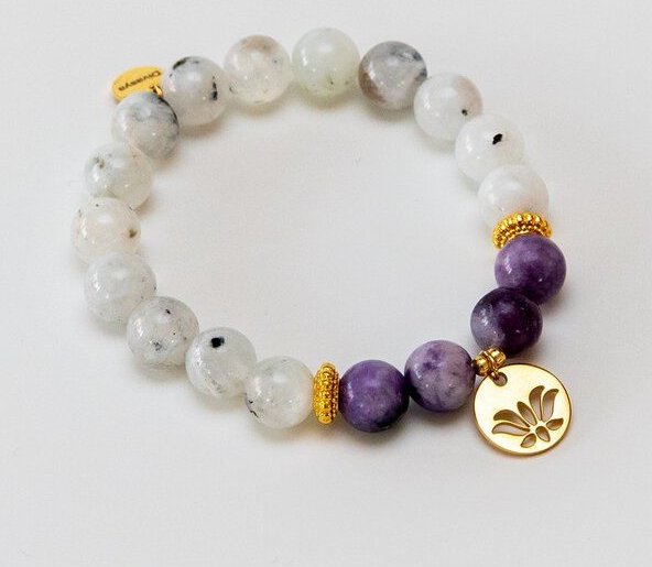 Divasya Armband "Golden Lotus" aus echten Natursteinen bzw. Halbedelsteinen