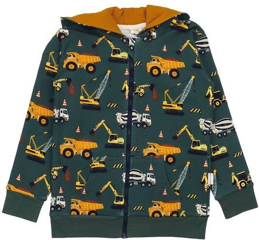 Kinder Sweatjacke Bio-Baumwolle Crazy Machines-Print, Kapuzenjacke, GOTS-zertifiziert, weich, robust, mit Reißverschluss...