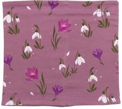 Kinder Loop-Schal GOTS-zertifiziert aus Bio-Baumwolle lila mit Schneeglöckchen-Muster – Walkiddy