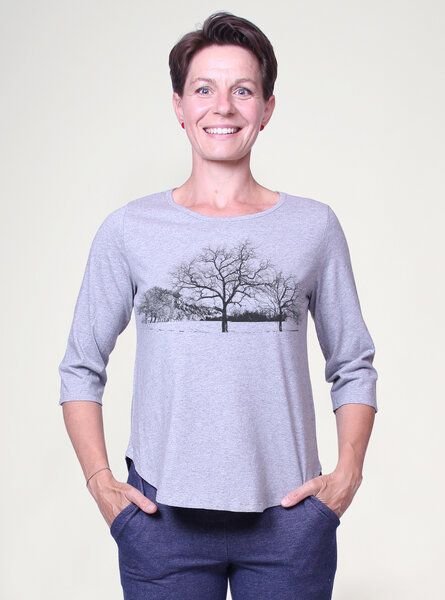 Peaces.bio - handbedruckte Biomode Dreiviertelarm-Shirt Landscape