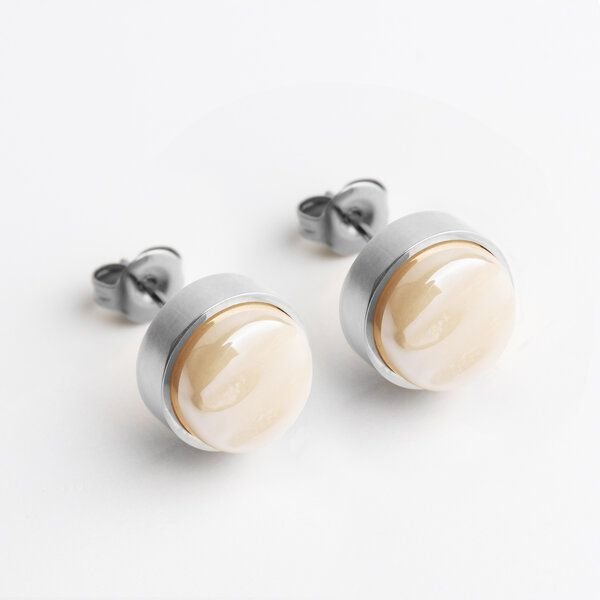 ALEXASCHA Edelstahl Ohrstecker mit Glasstein | Silber