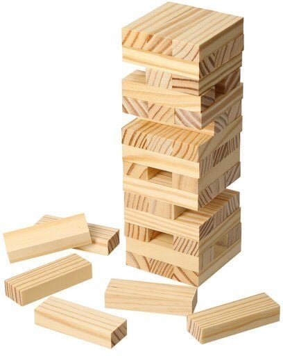 elasto Geschicklichkeitsspiel STACKY aus robustem Holz Reisespiel mit Beutel