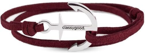 Classygood. Anker Armband Edelstahl - Silber - Alcantara-Leder Band