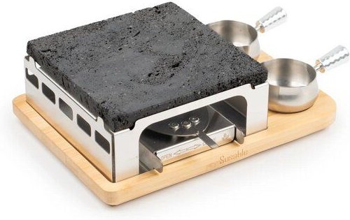 Susable "PFAS-Frei" Raclette Mini Grill Set mit Lava Stein - Lange Hitzebeständigkeit / Temperaturregelung / inkl. 2 Soß...