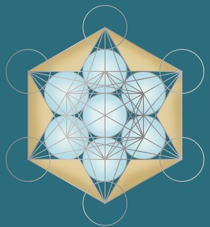 Thumbnail - Crystal and Sage Poster Metatrons Würfel, petrol und silber