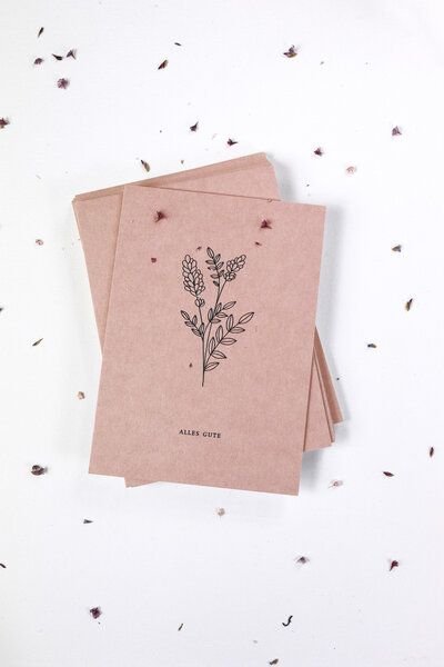 STUDIO KARAMELO Grusskarte mit floraler Zeichnung