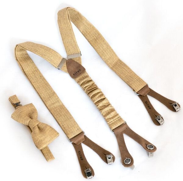 klYmp Hosenträger + Fliege in Leinen Diamand