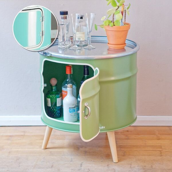 Lockengelöt Bar Kommode aus einem Hamburger Ölfass