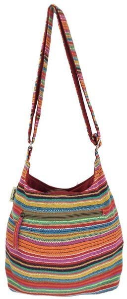 Sunsa Hobo Tasche. Gestreifte Baumwolle Umhängetasche. Vegane Schultertasche. Crossbody bag