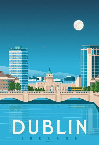 Photocircle Poster / Leinwandbild - Dublin Vintage Travel Wandbild