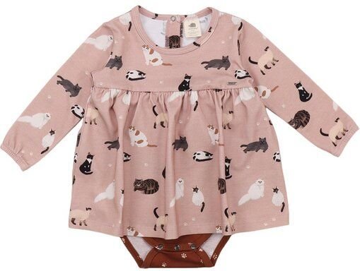 Walkiddy Eco-Friendly Various Cats Body Dress aus Bio-Baumwolle in Pink - GOTS-zertifiziert