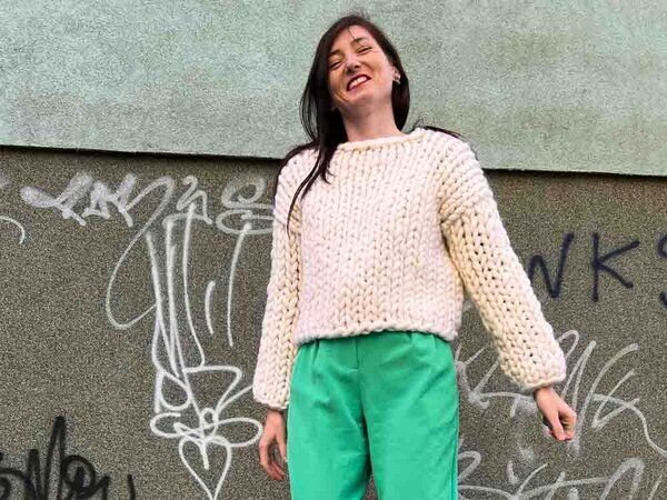 PANAPUFA bunter Strickpullover aus 100% wolle