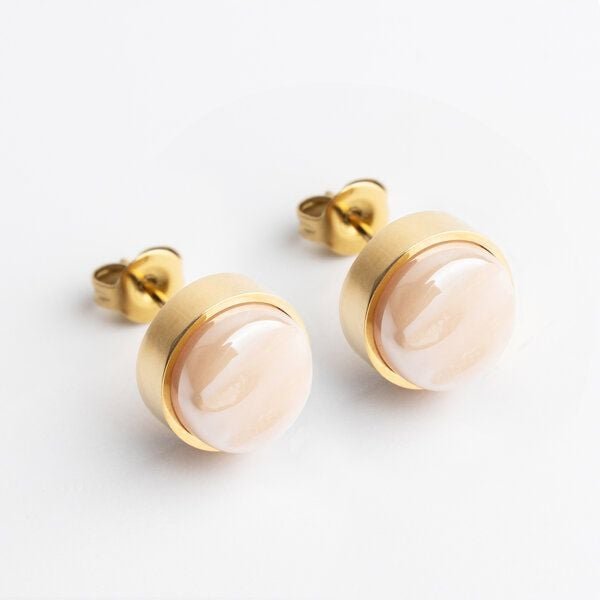 ALEXASCHA Edelstahl Ohrstecker mit Glasstein | Gold