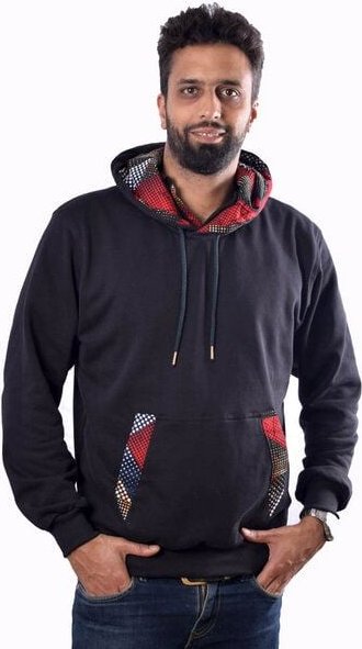 Africulture Hoodie "African Blood Moon" aus kuscheliger Baumwolle aus Mauritius und Westafrikanischen Kitenge Stoff Verz...