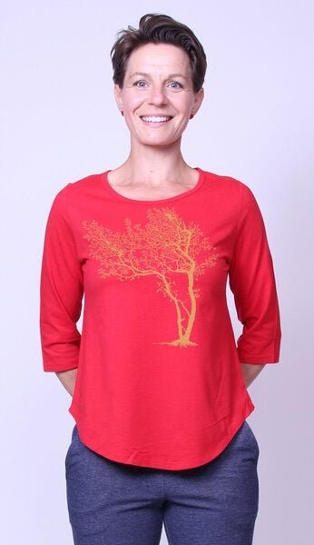 Peaces.bio - handbedruckte Biomode Bio-Damen-3/4 Arm Shirt- Fancy Tree