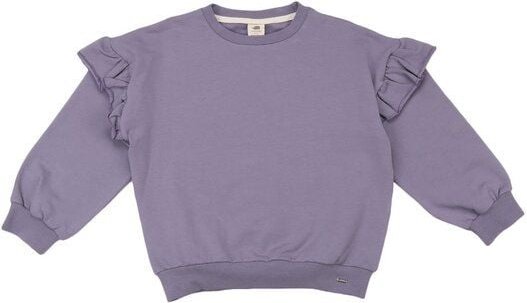 Kinder Ruffle Sweatshirt lila GOTS-Bio-Baumwolle, Volant an Schultern, langarm – Walkiddy, weich, hautfreundlich & allta...