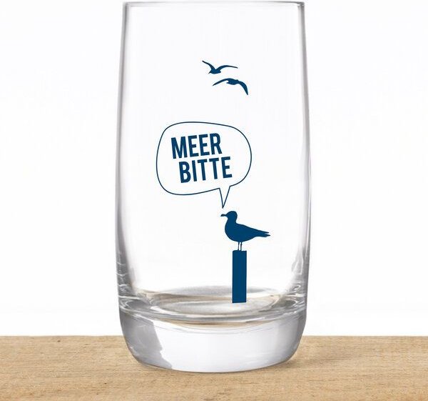 Bow & Hummingbird Kristallglas, Longdrinkglas "Meer Bitte Möwe" made in EU