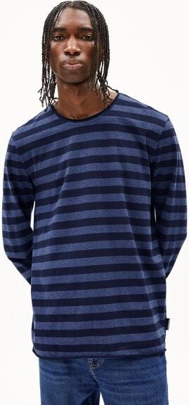 Thumbnail - ARMEDANGELS MAARKOS LS STRIPES BR - Herren Longsleeve aus Bio-Baumwolle