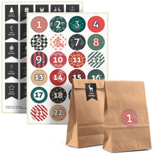 Fines Papeterie Adventskalender mit Tüten und Zahlen * zum selbst befüllen * Adventskalender Tüten