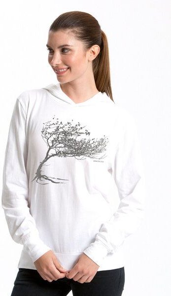 Peaces.bio - handbedruckte Biomode Bio-Jersey-Kapuzensweater Unisex "Windy Tree"