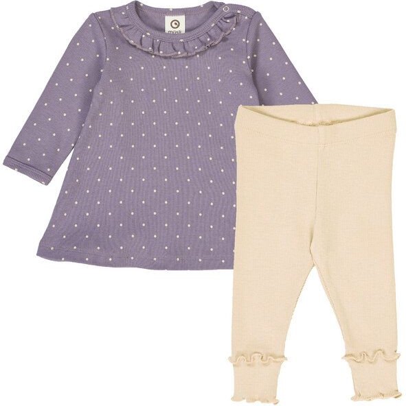 müsli Set aus Langarmkleid und Babyleggings