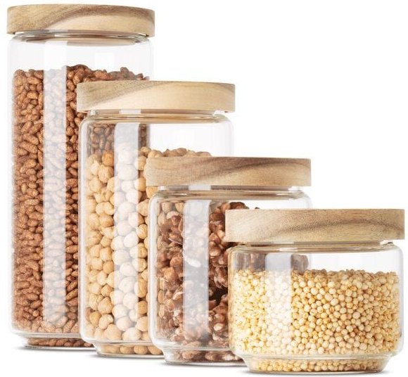 Econovo Große & kleine Vorratsgläser | 300 - 1000ml (Set 4-tlg.) | Kollektion Rund