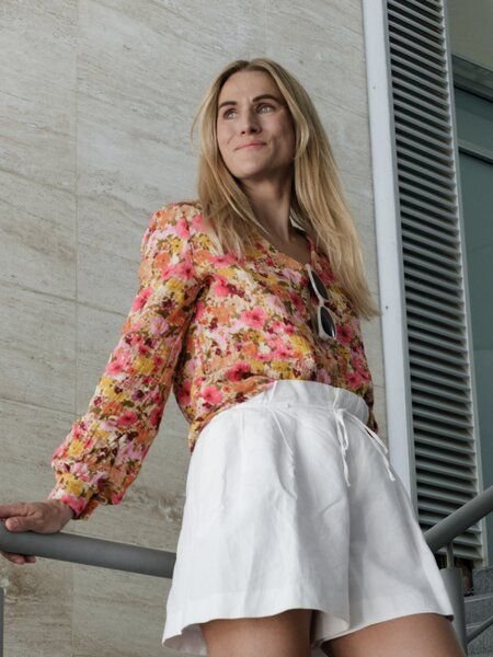 Hutch&Putch Musselin Bluse (kurz) - mit Ballonärmeln - Knöpfen am Handgelenk - aus 100% Bio-Baumwolle