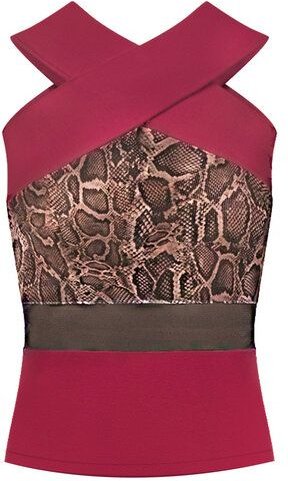 körber mode Top gekreuzte Neckholder Bio Jersey mit Mesh-Einsatz