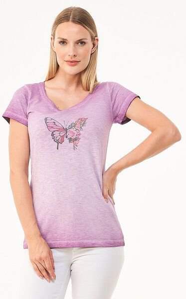 Thumbnail - ORGANICATION Cold Pigment Dyed T-Shirt T-Shirt aus Bio-Baumwolle mit Schmetterling-Print