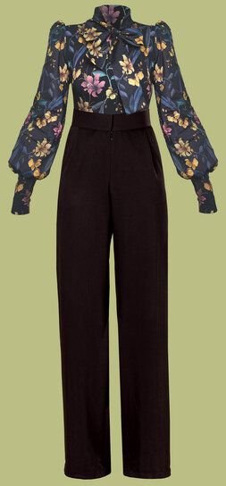 Atelier SNOW Set Body mit Schleifenkragen + Marlenehose Elena aus Bio-Lyocell