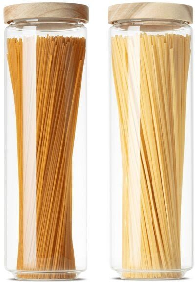 Econovo Große Vorratsgläser mit Holzdeckel | 1500ml (Set 2-tlg.) | Kollektion Rund