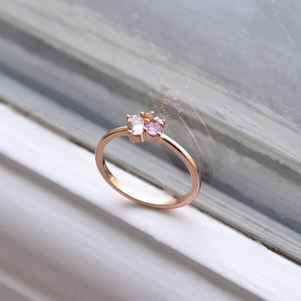 Eppi Cluster-Ring mit Morganit, Saphir, Citrin und Diamant Bluma