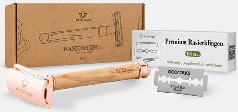 EcoRoyal Rasierhobel Set + 100 Rasierklingen | Nassrasierer