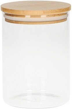 elasto Glasbehälter "Bamboo" 650 ml mit Bambusdeckel - Gefäß für Lebensmittel