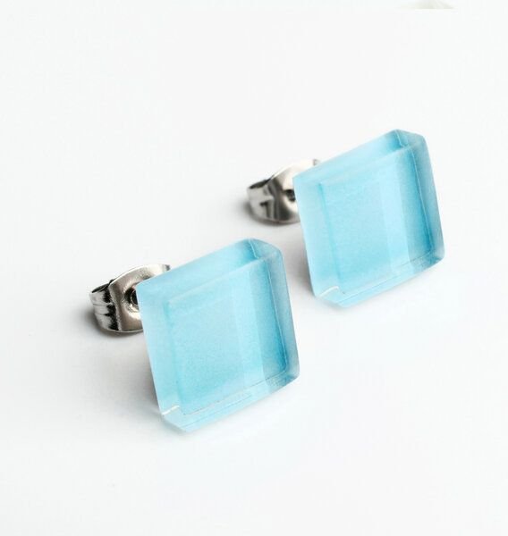 ALEXASCHA Minimalistische Ohrstecker, klein, aus Glas | PUREFORM